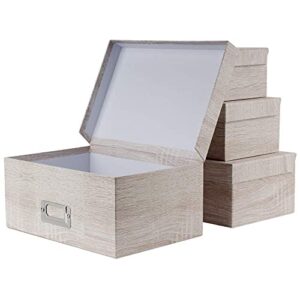 photo boxes storage, storage boxes with lids 4 in 1 set water-proof storage box sets with handles decorative multiple size storage bins with lids for kids toys/clothes/shoes/office/cosmetic/books