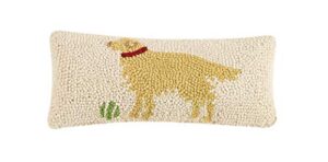 peking handicraft 30tg465c05ob blown filled hook throw pillow, 12-inch length, wool and cotton (golden retriever)