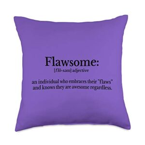 mental health awareness self care gifts flawsome mental health throw pillow, 18x18, multicolor