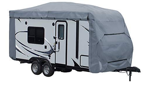 GEARFLAG Travel Trailer Camper RV Cover 4 Layers with Reinforced Windproof Side-Straps Anti-UV Water-Resistance Heavy Duty for Motorhome (Fits 15' - 17')