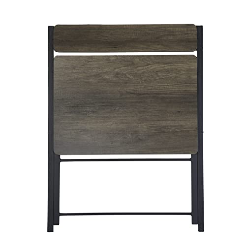 FurnitureR 31.9'' Folding 2 Tier Foldable Assembly Saves Space for Home Office Study, Metal Frames/Wood Top Laptop Table, Brown Computer Desk