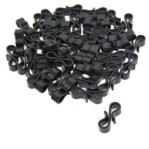 eorta 100 pcs mini s hooks plastic hanging hooks clothes/towels hanger party light clips for dolls, holiday ornaments, decorative tags, t-shirts, bags, plants, 1.1 inch, black