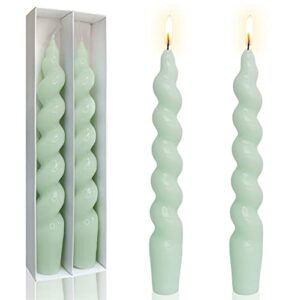 gedengni spiral taper dinner candles conical stick candles h 19 cm for holiday wedding party (blue green)