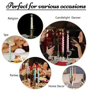 Gedengni Spiral Taper Dinner Candles Conical Stick Candles H 19 cm for Holiday Wedding Party (Blue Green)