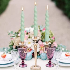 Gedengni Spiral Taper Dinner Candles Conical Stick Candles H 19 cm for Holiday Wedding Party (Blue Green)