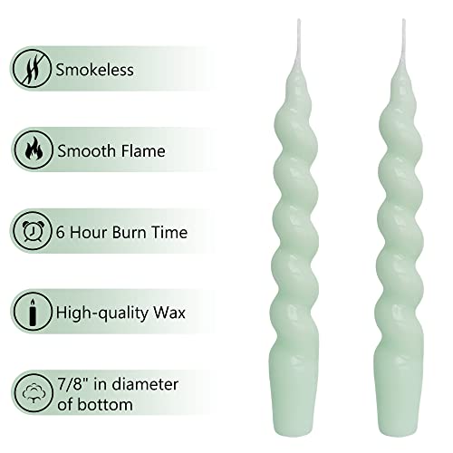 Gedengni Spiral Taper Dinner Candles Conical Stick Candles H 19 cm for Holiday Wedding Party (Blue Green)