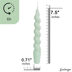 Gedengni Spiral Taper Dinner Candles Conical Stick Candles H 19 cm for Holiday Wedding Party (Blue Green)