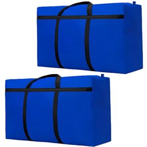 evealyn moving bags heavy duty extra large 120l, waterproof luggage storage bags with totes ,college storage bags packing bags for moving with zippers for clothes,space saving college carrying bag 2 pack (blue)