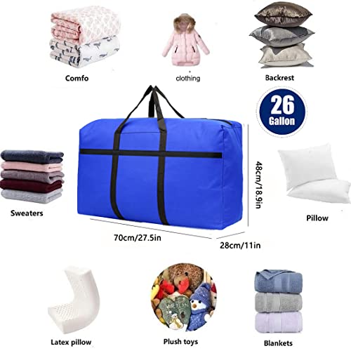 Evealyn Moving Bags Heavy Duty Extra Large 120L, Waterproof Luggage Storage Bags with Totes ,College Storage Bags Packing bags for Moving with Zippers for Clothes,Space Saving College Carrying Bag 2 Pack (Blue)