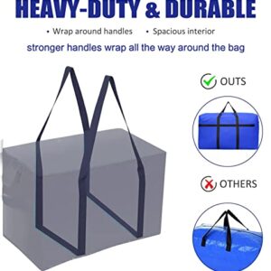 Evealyn Moving Bags Heavy Duty Extra Large 120L, Waterproof Luggage Storage Bags with Totes ,College Storage Bags Packing bags for Moving with Zippers for Clothes,Space Saving College Carrying Bag 2 Pack (Blue)