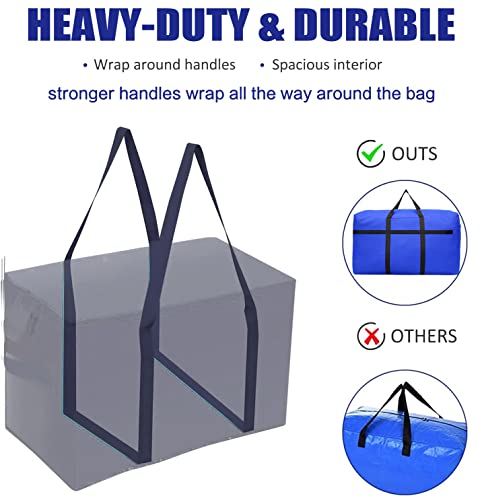 Evealyn Moving Bags Heavy Duty Extra Large 120L, Waterproof Luggage Storage Bags with Totes ,College Storage Bags Packing bags for Moving with Zippers for Clothes,Space Saving College Carrying Bag 2 Pack (Blue)