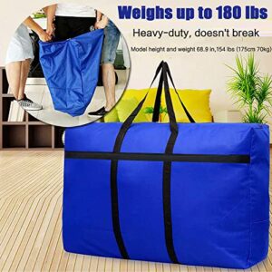 Evealyn Moving Bags Heavy Duty Extra Large 120L, Waterproof Luggage Storage Bags with Totes ,College Storage Bags Packing bags for Moving with Zippers for Clothes,Space Saving College Carrying Bag 2 Pack (Blue)