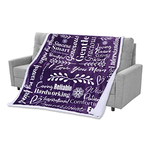 mami home I Love You Mom Blanket – Meaningful Mom Blanket, Mother’s Day Present Ideas, 60x50 (Sherpa, Purple) - Mom Birthday Gifts, Mothers Day Blanket Gifts, Mom Gifts from Daughter