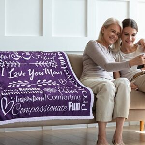 mami home I Love You Mom Blanket – Meaningful Mom Blanket, Mother’s Day Present Ideas, 60x50 (Sherpa, Purple) - Mom Birthday Gifts, Mothers Day Blanket Gifts, Mom Gifts from Daughter