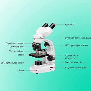 SVBONY SV605 Compound Binocular Microscope 80X-1600X,Two-Layer Mechanical Stage Microscope, Microscope for Adults Teens Students, Microscopes with Science Kits, Dual LED Illumination