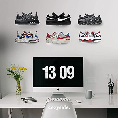 Floating Shoe Shelf For Wall - 6 Shoe Display Shelf for Wall, Floating Shoe Display Shelf for Sneakers, Shoe Shelf Wall Mount for Bedroom - Shoe Shelf Wall Mounted, Shoe Wall Shelf Display for Sneaker