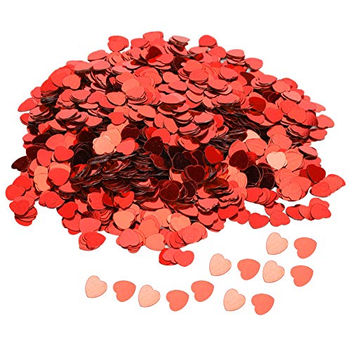 Jeanoko Sprinkle Sequins 3000Pcs Confetti Heart‑Shaped for Gift Packaging Party Supplies Card Making Dinner Table(red)