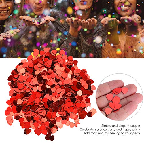 Jeanoko Sprinkle Sequins 3000Pcs Confetti Heart‑Shaped for Gift Packaging Party Supplies Card Making Dinner Table(red)