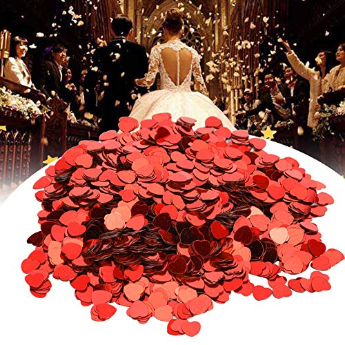 Jeanoko Sprinkle Sequins 3000Pcs Confetti Heart‑Shaped for Gift Packaging Party Supplies Card Making Dinner Table(red)