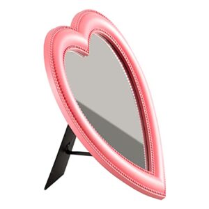 BinaryABC Heart Makeup Mirror Cosmetic Mirror Wall Desktop Mirror Bedroom Mirror,Valentines Day Gift(Pink)