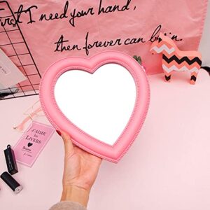 BinaryABC Heart Makeup Mirror Cosmetic Mirror Wall Desktop Mirror Bedroom Mirror,Valentines Day Gift(Pink)