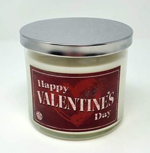 happy valentine's day candle ~ winter candy apple scented 3 wick jar candle ~ rustic vintage candle