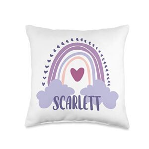 cute rainbow name designs scarlett personalized custom name rainbow cute colorful throw pillow, 16x16, multicolor