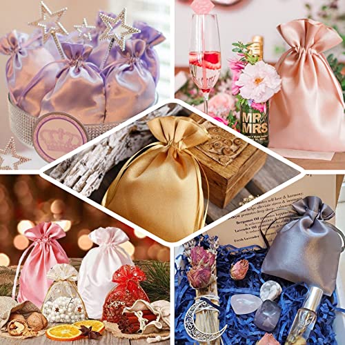 Efavormart 12PCS Dusty Rose Satin Gift Bag Drawstring Pouch Wedding Favors Bridal Shower Candy Jewelry Bags - 6"x 9"