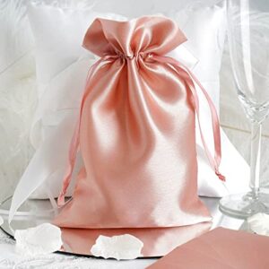 Efavormart 12PCS Dusty Rose Satin Gift Bag Drawstring Pouch Wedding Favors Bridal Shower Candy Jewelry Bags - 6"x 9"