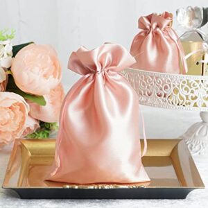 Efavormart 12PCS Dusty Rose Satin Gift Bag Drawstring Pouch Wedding Favors Bridal Shower Candy Jewelry Bags - 6"x 9"