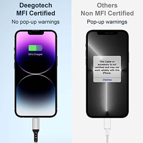 Deegotech USB C to Lightning Cable, [MFi Certified] 10ft iPhone Fast Charger, Long Nylon Lightning Cable Compatible with iPhone 14/14 Pro Max/14 Pro/13/12/11, iPad, Airpods (3m)