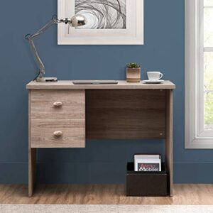 studio space 39.5" modern computer desk, 2-drawer writing workstation with a simulated cherry wood finish table top for home office, grey