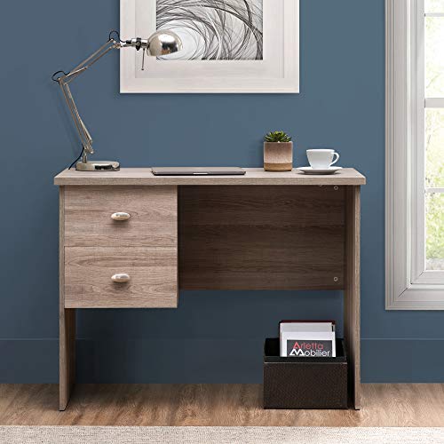 Studio Space 39.5" Modern Computer Desk, 2-Drawer Writing Workstation with A Simulated Cherry Wood Finish Table Top for Home Office, Grey