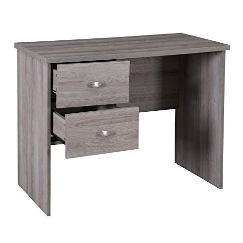 Studio Space 39.5" Modern Computer Desk, 2-Drawer Writing Workstation with A Simulated Cherry Wood Finish Table Top for Home Office, Grey