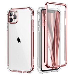 suritch compatible with iphone 11 pro max clear case,[built in screen protector][camera lens protection] full body protective shockproof bumper rugged cover for iphone 11 pro max 6.5 inch (rose gold)