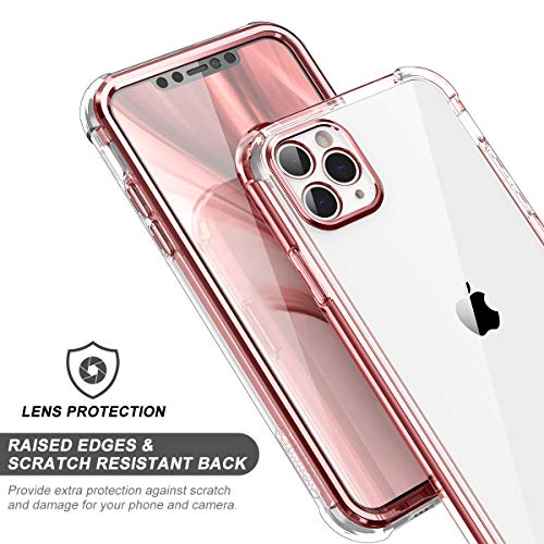 SURITCH Compatible with iPhone 11 Pro Max Clear Case,[Built in Screen Protector][Camera Lens Protection] Full Body Protective Shockproof Bumper Rugged Cover for iPhone 11 Pro Max 6.5 Inch (Rose Gold)