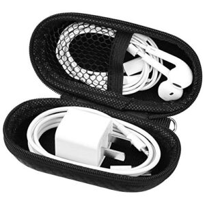 Earbud Case, RISETECH Earphone Carrying Case Holder EVA Headphone Storage Bag Small Zipper Pouch Compatible for EarPods, AirPods, Beats Flex, Urbeats3, Bose Wireless Earbuds -with Carabiner