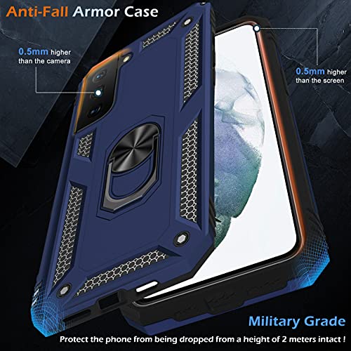 Case for Samsung Galaxy S21 5G Case Heavy Duty with Built in Screen Protector Hard Armor Military Anti-Fall Bumper Cover for Samsung S21 5G 6.2 2021 Phone Cases with Magnetic Ring Kickstand Blue