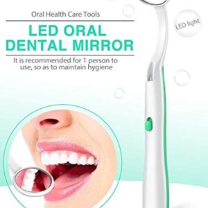 6 Pieces Dental Mirrors with Light Teeth Inspection LED Mirror Anti-Fog Teeth Mouth Dental Mirror Curved Dental Mirror for Oral Care Tool, 6 Colors