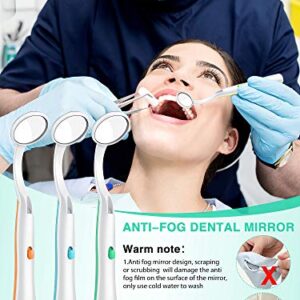 6 Pieces Dental Mirrors with Light Teeth Inspection LED Mirror Anti-Fog Teeth Mouth Dental Mirror Curved Dental Mirror for Oral Care Tool, 6 Colors