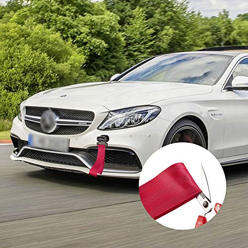 TOMALL Universal Car Decorative Trailer Tow Strap Red Car Tow Belt for Car Bumper (ONLY Decoration)