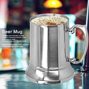 Stainless Steel Beer Mug With Handle Silver Cocktail Glass Goblet Cups For Bar Hotel Supplies(450ml)