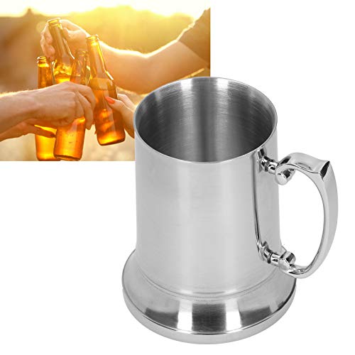 Stainless Steel Beer Mug With Handle Silver Cocktail Glass Goblet Cups For Bar Hotel Supplies(450ml)