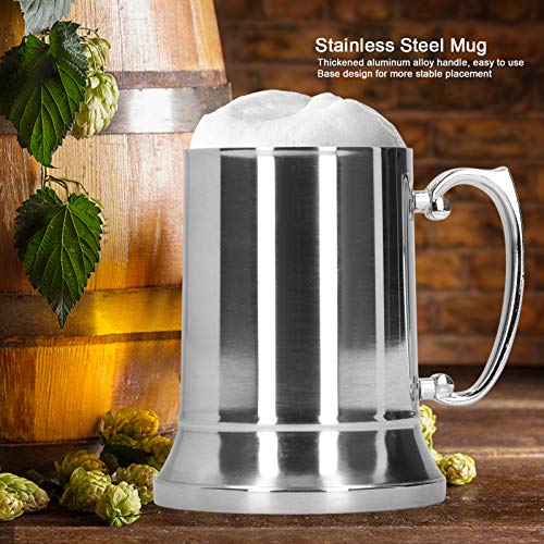 Stainless Steel Beer Mug With Handle Silver Cocktail Glass Goblet Cups For Bar Hotel Supplies(450ml)