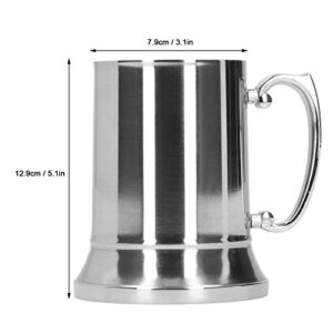 Stainless Steel Beer Mug With Handle Silver Cocktail Glass Goblet Cups For Bar Hotel Supplies(450ml)