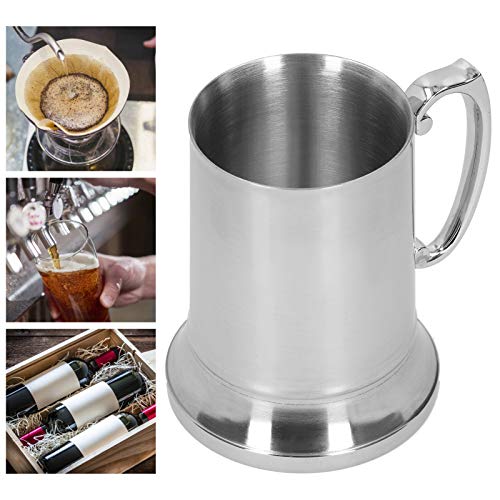 Stainless Steel Beer Mug With Handle Silver Cocktail Glass Goblet Cups For Bar Hotel Supplies(450ml)