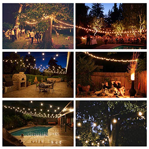 GANA Outdoor String Lights, Patio Lights 48FT Music Flash RGBW Colourful, Safe 12V Low Voltage LED Shatterproof Bulbs Connectable, Heavy Duty Wire IP65 Waterproof Level for Courtyards Cafe Bistro