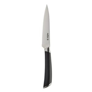 zyliss comfort pro serrated paring knife - full tang vegetable & bread knife - ice hardened stainless steel serrated knife - black/stainless steel - 4.5 inches