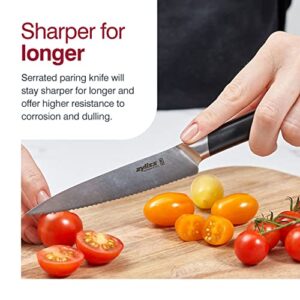 Zyliss Comfort Pro Serrated Paring Knife - Full Tang Vegetable & Bread Knife - Ice Hardened Stainless Steel Serrated Knife - Black/Stainless Steel - 4.5 inches