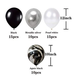 Black Agate Pearl White Metallic Silver Black Latex Balloons Party Set(50pcs) Birthday Wedding Baby Shower Party Decorations